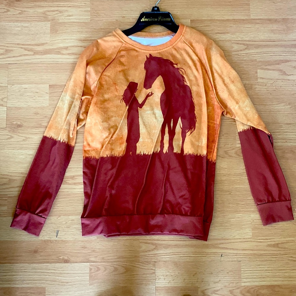 Adorable silky brown horse long sleeve